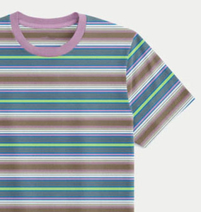เสื้อยืดแขนสั้นคอกลมลายทางสำหรับผู้ชาย ทรงปกติ ดีไซน์ลำลอง - Product Image 1