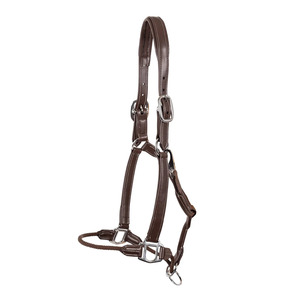 Cabestro de Cuero Premium para Caballo con Corona Ajustable, Herrajes de Latón Resistentes en Tono Plateado, Collarín Ecuestre para Entrenamiento en Establos - Product Image 2