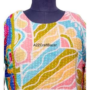 Nouvelle arrivée : robe longue kaftan vintage 100% coton pur, vêtements de plage, robe longue Kantha pour femmes et filles, vente en gros - Product Image 4