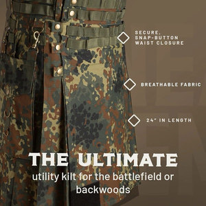 Nouveau Kilt Tactique Utilitaire pour Homme, Motif Camouflage Woodland, Tissu Coton Durable, Multiples Poches 2026 - Product Image 6