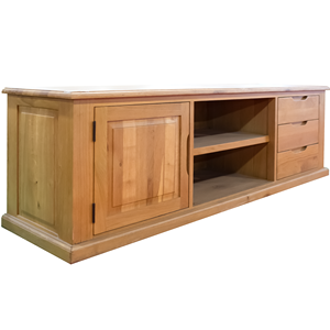 Modern Light Brown Solid Wood <b>TV</b> <b>Stand</b> with Drawers and Open Shelf for Living Room Furniture 50-54 In <b>TV</b> Use - Product Image 3