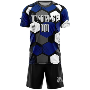 เสื้อฟุตบอลโพลีเอสเตอร์ 100% ระบายอากาศได้ดี น้ำหนักเบา แบบสั่งทำพิเศษ สีดำและสีน้ำเงิน สำหรับตลาดสหรัฐอเมริกาและยุโรปปี 2026 - Product Image 4