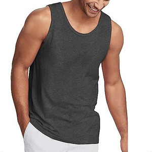 Débardeur sans manches pour homme, col rond, 100 % coton, anti-boulochage, respirant, tricoté, 160 g, imprimé par transfert thermique - Product Image 1