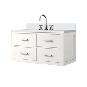 Singolo bianco da 36 pollici. L X 22 Pollici Mobile da Bagno con Top in Marmo Coltivato e Set Rubinetto per Bagni Piccoli - Product Image 3