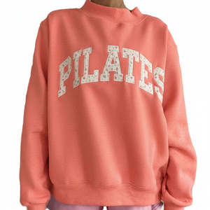 Women's Oversized <b>Burgundy</b> <b>Turtleneck</b> White Floral Pilates Letter Print Women's Printed Embroidery Color Block mock neck - Product Image 5