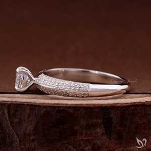0.50 CT <b>cushion</b> cut lab grown diamond <b>ring</b> micro pave band 10K white gold delicate engagement <b>ring</b> - Product Image 3