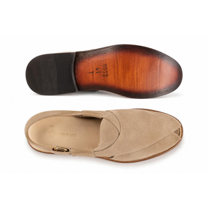 Mules Peshawari en daim à bout ouvert, sandales décontractées respirantes faites à la main, toutes saisons, couleur beige - Product Image 3