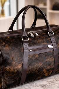 Sac de voyage rustique en cuir véritable, sac de sport, sac de week-end, fermeture éclair tendance, grande capacité, unisexe LHDB-0122 - Product Image 3