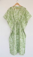 Kaftans indiens faits main, écologiques, tie-dye, pour femmes, manches longues, col en V, style bohème, coupe ample, 100% coton, lavables, vente en gros