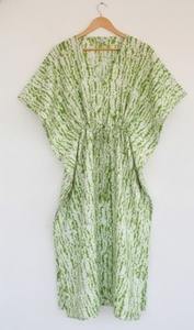 Venta al por Mayor de Caftanes Hechos a Mano con Tinte Natural, Estilo Bohemio, Cuello en V, Manga Larga, Holgados, de Algodón para Mujer - Product Image 6