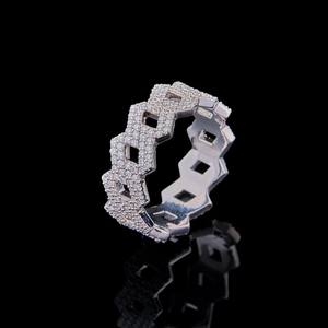 Luxury 925 Sterling <b>Silver</b> Moissanite Diamond <b>Ring</b> Hip Hop <b>Eternity</b> Band Jewelry with Sparkling Fashion Statement Design - Product Image 1