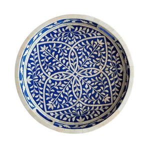 Bandeja de Servir Artesanal con Incrustaciones de Hueso y Asas, Bandeja Decorativa para Mesa de Centro, para Decoración del Hogar y Oficina - Product Image 6
