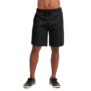 Shorts Bermuda Homme Gris Uni en Coton Molletonné Taille Mi-Haute avec Cordon de Serrage Style Jogger Décontracté Respirant Tricoté - Product Image 5