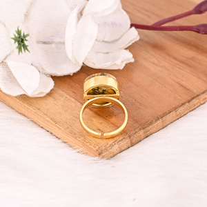 Natural Yellow Dendritic <b>Opal</b> Brass <b>Ring</b> Handmade Boho Gemstone Jewelry for Women - Product Image 5