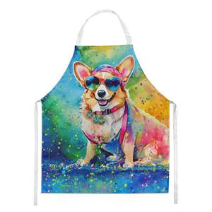 Corgi Hippie Dawg Unisex Large Multicolor <b>Apron</b> for Adults for Kitchen Cooking Baking Crafts <b>Gardening</b> Servers - Product Image 1