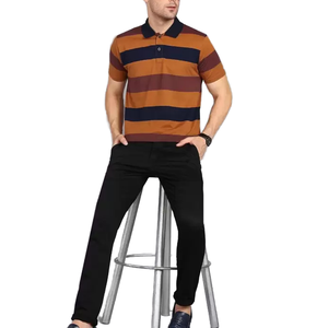 เสื้อโปโลผู้ชายขนาดพลัสไซส์เสื้อยืดคอตตอนระบายอากาศพิมพ์ลายทางพิมพ์ลายตามสั่ง - Product Image 2