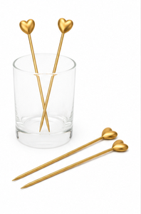 Piques à cocktail en forme de cœur dorées, brochettes alimentaires réutilisables en acier inoxydable pour fêtes et mariages - Product Image 2