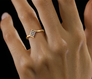 Anillo de Oro Puro de 18K con Diamantes Cultivados en Laboratorio, Anillo Compuesto Cuadrado con 9 Diamantes Redondos en Racimo, Anillo Elegante en Espiral para Mujer, Anillo de Novia - Product Image 6