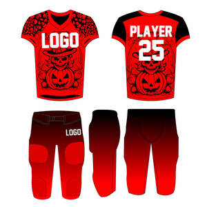 Ensemble d'uniformes de football américain personnalisés de haute qualité avec logo imprimé en couleur, 100 % polyester, maillot à manches courtes et pantalon imprimés - Product Image 6