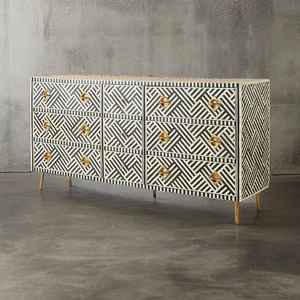 Cómoda Artesanal con Incrustaciones de Hueso, Hecha a Mano por Artesanos Indios, Mueble Decorativo de Almacenamiento - Product Image 2