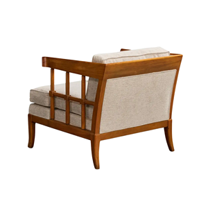 Fauteuil de salon en bois massif avec coussin rembourré, fauteuil de salon d'hôtel, structure en teck, chaise de loisirs d'intérieur - Product Image 5