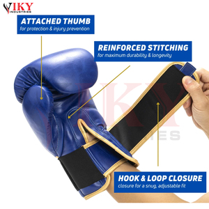 Gants de boxe de marque privée, qualité supérieure, durables, légers, tendance, design personnalisé, bleu royal et étoiles dorées - Product Image 3