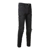 Pantalon en jean droit taille mi-haute pour homme, en mélange de coton confortable, délavé à la pierre, style streetwear tendance, décontracté et d'extérieur, vente en gros et personnalisable