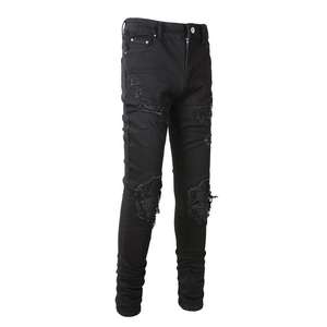Pantalon en jean droit taille mi-haute pour homme, en mélange de coton confortable, délavé à la pierre, style streetwear tendance, décontracté et d'extérieur, vente en gros et personnalisable - Product Image 2