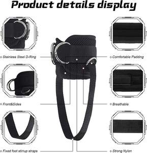 Sangle de cheville renforcée avec fixation par câble, brassard durable pour l'entraînement répété des jambes en salle de sport et l'utilisation en fitness - Product Image 1