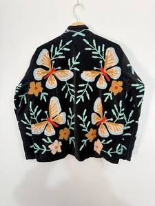 Wholesale Handmade Butterfly Suzani Embroidery <b>Velvet</b> ODM Lightweight <b>Jacket</b> Boho Vintage Open Front Winter <b>Women</b> Coat - Product Image 6