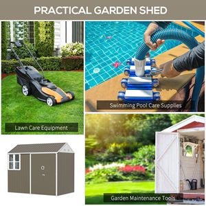 Casetta da Giardino in Metallo Grigio 8FT X 6FT, Ripostiglio Esterno per Attrezzi con Doppia Porta Lucchettabile, Finestra e Prese d'Aria, Spazio Patio in Lega - Product Image 6