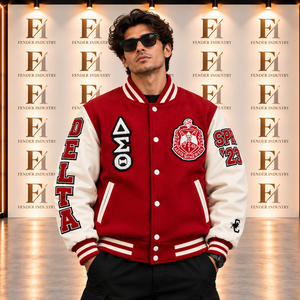 Chaqueta Varsity para Hombre, Chaqueta Clásica Letterman, Cuerpo de Lana, Mangas en Contraste, Parches de Chenille, Botones a Presión, Chaqueta de Béisbol - Product Image 1