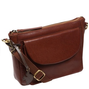 Bolso bandolera de cuero marrón vintage para mujer, bolso tipo sling premium para uso diario con diseño de bolsillo frontal. - Product Image 2