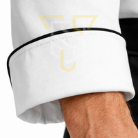 Vêtements de cuisine pour restaurant et hôtel, uniforme de chef en coton/polyester, vente en gros OEM, manches longues réglables, pour hommes cuisiniers