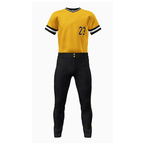 Uniforme de baseball unisexe jaune à manches longues, col en V, numéro 23, pantalon noir à taille élastique, respirant, séchage rapide, respectueux de l'environnement - Product Image 2