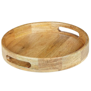 Plateau de service en bois classique de luxe moderne avec larges poignées, plateau rectangulaire en bois naturel pour mariage, café, collations, décoratif - Product Image 6