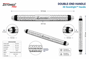 #8 ResinEight™ Double-End Dental Instrument Handle Stainless Steel Zetomed Pro - Product Image 3