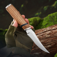 Couteau tactique de survie et de chasse à lame fixe avec motifs imprimés en 3D personnalisés, manche en bois de zèbre, acier 4cr13 et étui en nylon inclus