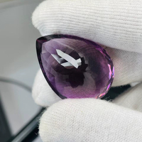 Aigue-marine naturelle taille poire 84,30 carats, grande taille, qualité AAA, lueur violette, coupe et polissage parfaits, certifiée par un tiers