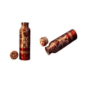 VENTURES Green Printing Designer Pure Copper Water Bottle 1000ML for Ayurve100 % Pure Copper Water Bottle Set for Office Sports - Product Image 2