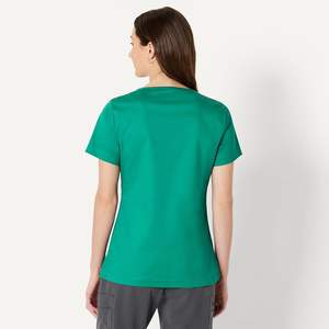 Conjuntos de Uniformes Médicos Unisex de Satén con Manga Corta, Blusa con Cierre de 1/4 en la Espalda y Pantalones Rectos para Enfermería - Product Image 3