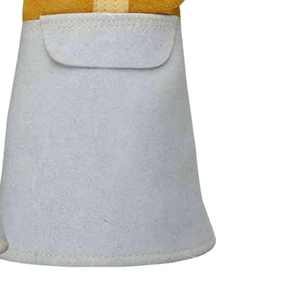 Vintage Yellow Cowhide Leather Safety Gloves Long <b>Cuff</b> Thermal Breathable Touchscreen Eco-Friendly Work Wear for Outdoor Travel - Product Image 3