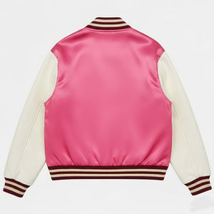 Veste universitaire en satin pour homme, nouvelle arrivée, vente en gros, broderie chenille personnalisée, manches en cuir, veste universitaire de baseball pour l'hiver - Product Image 2