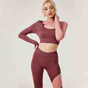 Wholesale Fitness Clothes for Gym Wear Women Sets 3 Pieces Yoga Jackets Workout Leggings Sports Bras <b>Top</b> Sportswear Set - Product Image 1