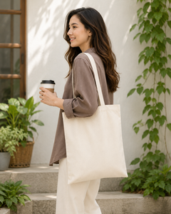 <b>Canvas</b> Tote <b>Bag</b> Solid Color Open Top Minimalist Style All Seasons <b>Large</b> Capacity Shopping <b>Bag</b> with Custom Logo - Product Image 4