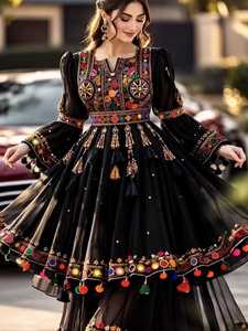 Trendy Afghani Casual <b>Dresses</b> Traditional Ethnic Boho Embroidered Women's Long Maxi <b>Dress</b> Wholesale Collection - Product Image 5
