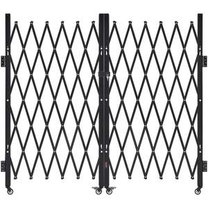 Barrière de sécurité à ciseaux verrouillable, double pliage, roulettes pivotantes à 360 degrés, acier extérieur rétractable, 63,39x122 pouces - Product Image 1