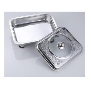 Plat de service de luxe en acier inoxydable avec couvercle articulé ou à ouverture normale, chauffe-plat professionnel pour buffet - Product Image 1