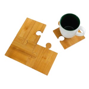 Modern <b>Square</b> Bamboo Wood Coaster <b>Set</b> Puzzle Interlocking Table Mat for Coffee Mug Tea Cup Reusable Kitchenware Tabletop Decor - Product Image 2
