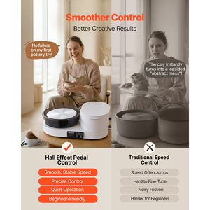 450W <b>Electric</b> <b>Table</b> Top Pottery Wheel for Adults 11\" Aluminum Turntable 30-300 RPM Adjustable for Clay Crafts - Product Image 4